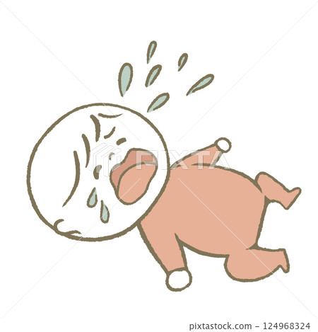 Baby lying down and crying pink Baby lying down and crying pink 124968324