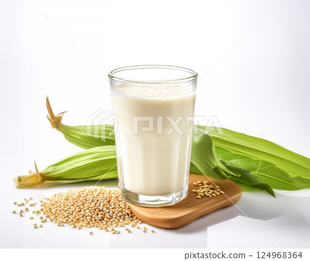 藜麥牛奶和藜麥在玻璃杯中的圖片 124968364