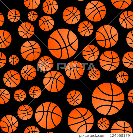 Basketball balls seamless pattern. Sports vector background. Vector template for fabric, textile, wrapping paper, wallpaper, scrapbooking, etc. Basketball balls seamless pattern. Sports vector background. Vector template for fabric, textile, wrapping paper, wallpaper, scrapbooking, etc. 124968379