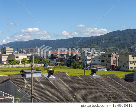View of the city and mountains from the Yamato River embankment 124968411