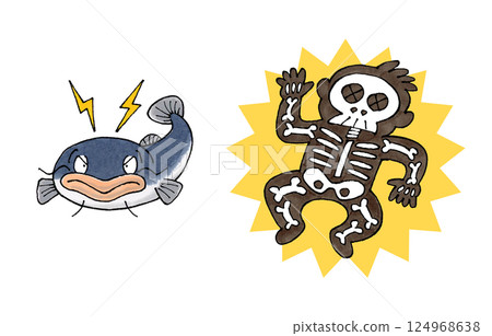 Electric catfish and electrocuted man Electric catfish and electrocuted man 124968638