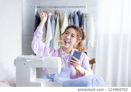 A woman doing a guts pose A woman doing a guts pose 124968702