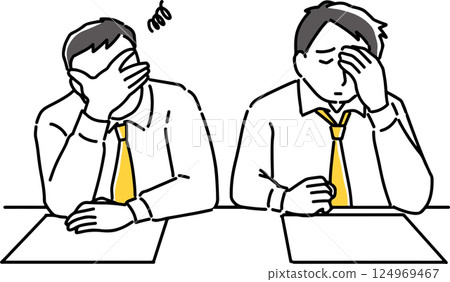 兩名男員工在工作上遇到麻煩 兩名男員工在工作上遇到麻煩 124969467