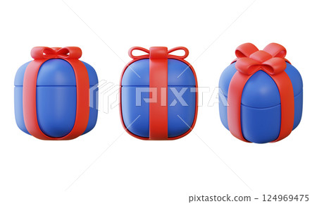 blue red gift box icon 3D graphic 124969475