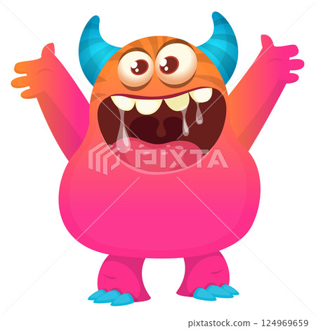 Angry cartoon monster. Vector illustration for Halloween Angry cartoon monster. Vector illustration for Halloween 124969659