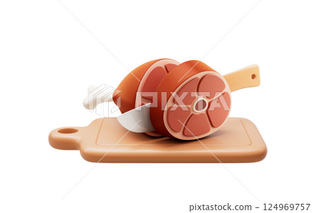 Sliced pork meat, delicious meat foods, 3d Sliced pork meat, delicious meat foods, 3d 124969757