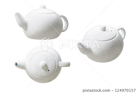 Chinese style teapot and teacup, 3d rendering. 124970157