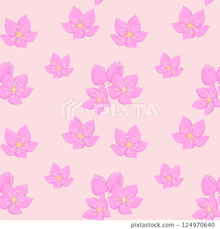 Vintage Mexican Creeper Seamless Floral Pattern Pink background 124970640