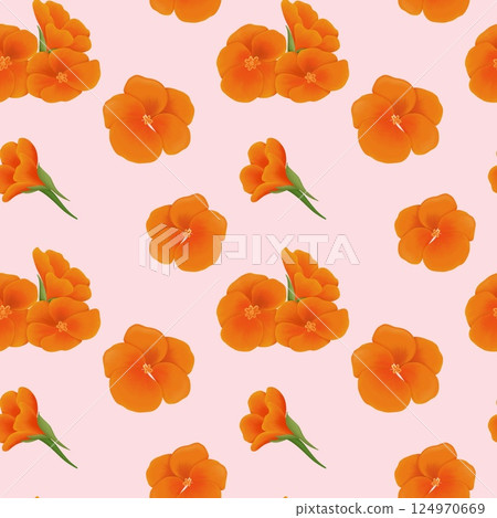 Vintage Nasturtium Seamless Floral PatternPink background Vintage Nasturtium Seamless Floral PatternPink background 124970669