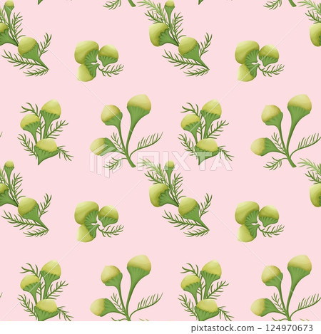 Vintage Pineapple weed Seamless Floral Pattern Pink background Vintage Pineapple weed Seamless Floral Pattern Pink background 124970673