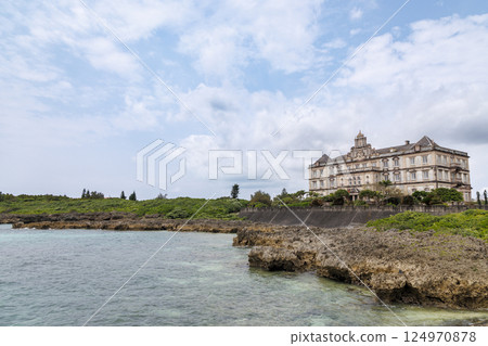 View of the sea and castle from the island 124970878