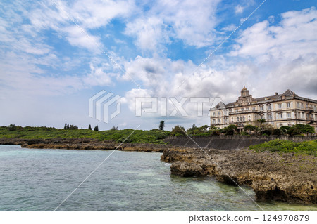 View of the sea and castle from the island 124970879