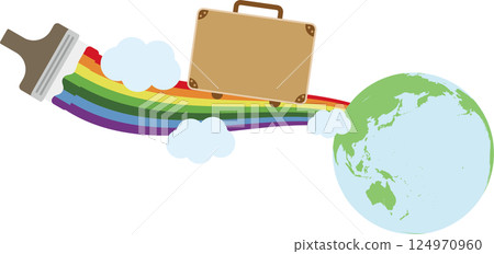 Rainbow Road and Earth, a Suitcase of Travel and Learning - Illustrations for Education, Business, and Fantasy Rainbow Road and Earth, a Suitcase of Travel and Learning - Illustrations for Education, Business, and Fantasy 124970960