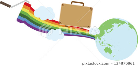 Rainbow Road and Earth, a Suitcase of Travel and Learning - Illustrations for Education, Business, and Fantasy 124970961