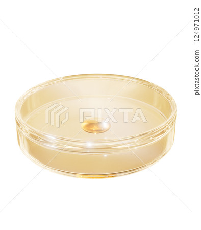 Chemical glassware with golden liquid, 3d 124971012