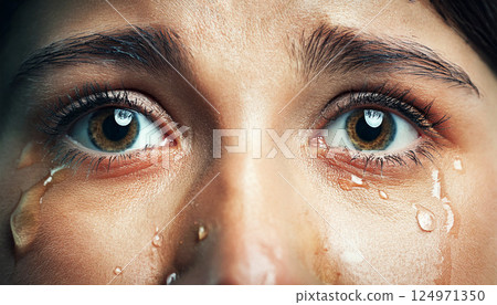eyes are crying, person eyes with visible tears welling up and running down their cheeks, conveying sadness, sorrow, emotional distress, crying eyes close up, tears in eyes, sad expression eyes are crying, person eyes with visible tears welling up and running down their cheeks, conveying sadness, sorrow, emotional distress, crying eyes close up, tears in eyes, sad expression 124971350