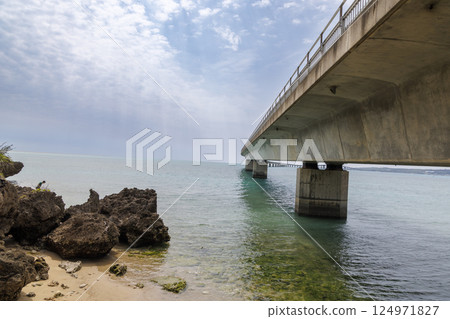 Irabu Bridge spanning the blue sea 124971827