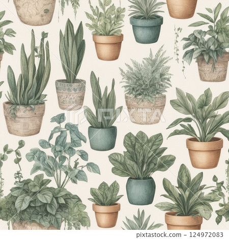 Hand-drawn houseplant illustration Hand-drawn houseplant illustration 124972083