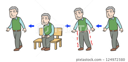 間歇性跛行、行走、疼痛和麻木、休息週期、老年男性 02 124972380