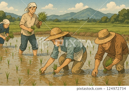 男農種植水稻 124972734