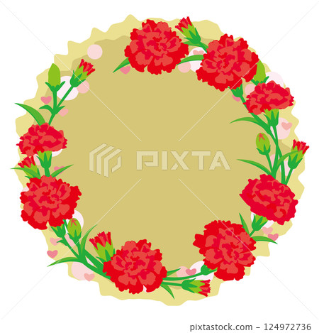母親節紅色康乃馨花環的向量插圖 124972736