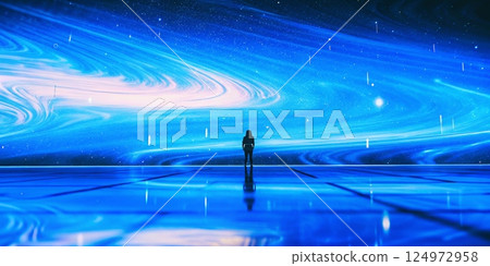 Celestial Blue Nebula Space Art 124972958