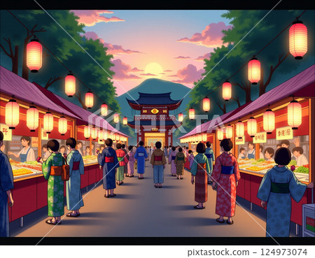 Image of people bustling preparing for New Year's Image of people bustling preparing for New Year's 124973074