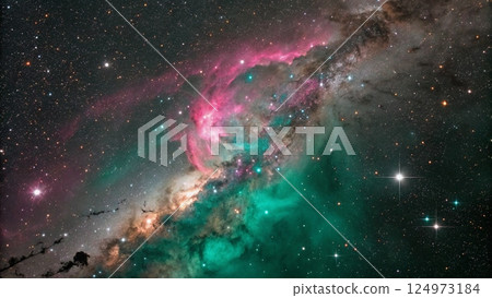 Abstract Deep Space Green Nebula Background Abstract Deep Space Green Nebula Background 124973184