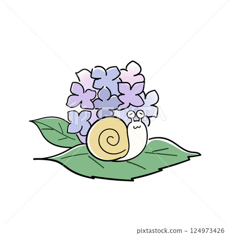 簡單的繡球花和蝸牛 簡單的繡球花和蝸牛 124973426