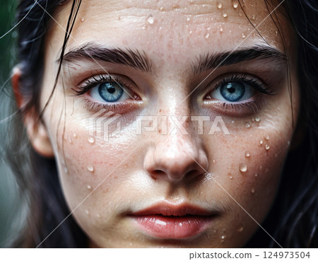 Portrait of a young woman in the light 124973504