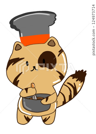 Cat making dessert  124973714