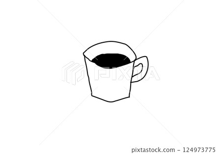 可愛的手繪咖啡杯 可愛的手繪咖啡杯 124973775