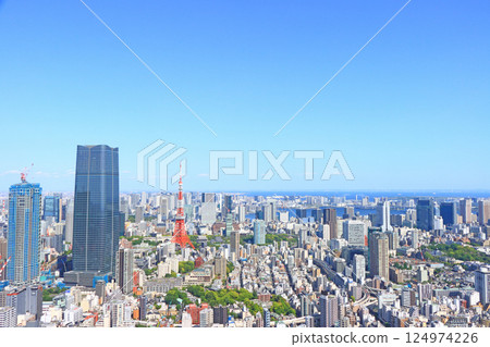 Scenery of Tokyo Tower and Azabudai Hills Mori JP Tower, Minato-ku, Tokyo Scenery of Tokyo Tower and Azabudai Hills Mori JP Tower, Minato-ku, Tokyo 124974226