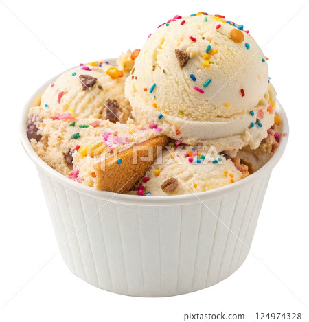Colorful Birthday Cake Ice Cream 124974328