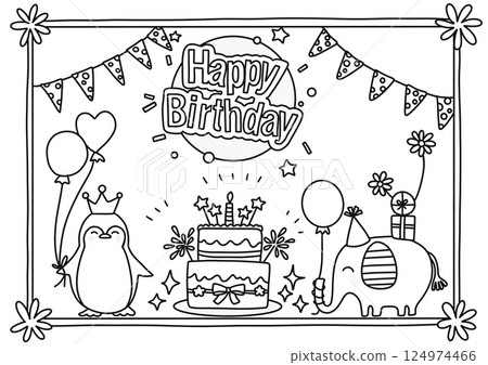 Birthday coloring book (horizontal) Birthday coloring book (horizontal) 124974466