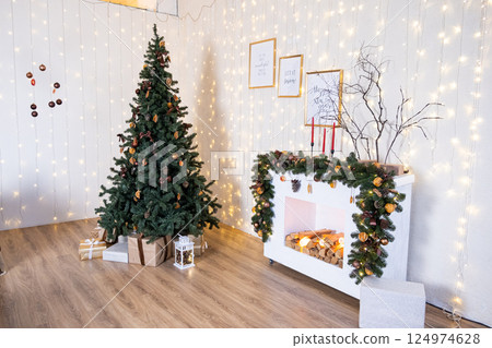 Winter Holiday Christmas and New Year Background 124974628