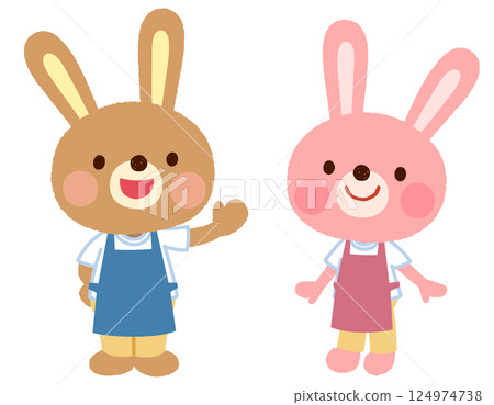 可愛兔子人物圍裙職員 可愛兔子人物圍裙職員 124974738