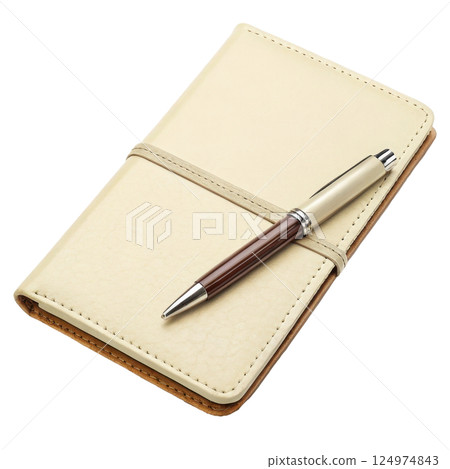Pocket sized memo pad with pen 124974843