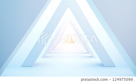 Abstract White on white triangle shape space background with lighting 124975099