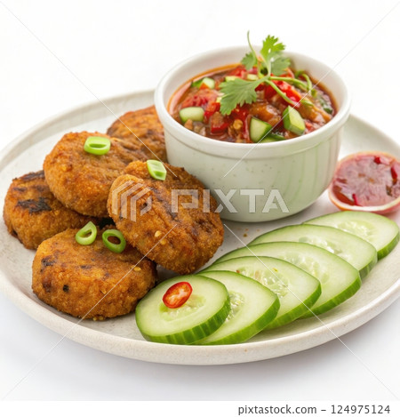 Thai Fish Cakes with Spicy Dipping Sauce Thai Fish Cakes with Spicy Dipping Sauce 124975124