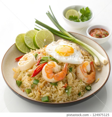 Thai Fried Rice with Shrimp and Fried Egg Thai Fried Rice with Shrimp and Fried Egg 124975125