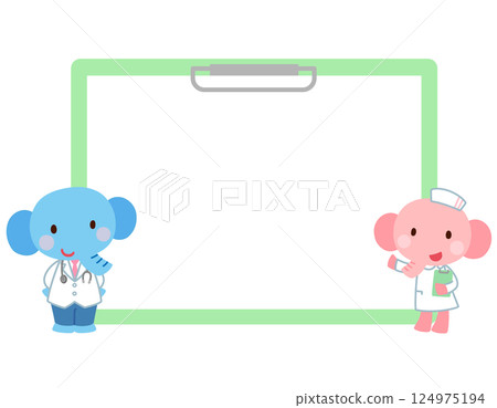 Cute elephant doctor copy space announcement speech bubble 124975194