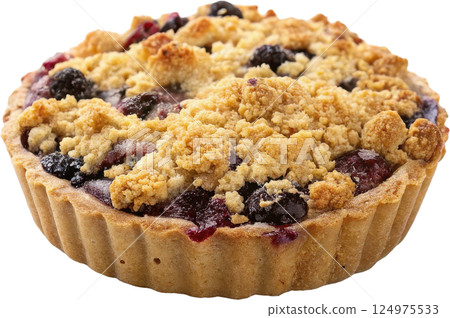 Homemade blueberry crumble tart 124975533