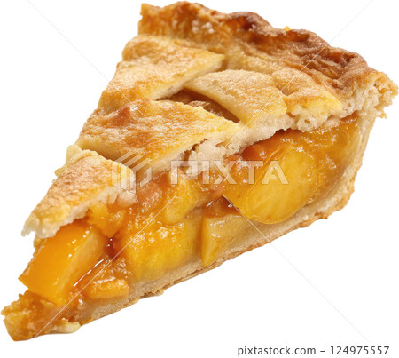 Slice of Homemade Peach Pie 124975557