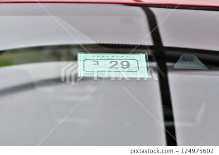 安全標準符合標誌 臨時車輛檢查標籤 124975602