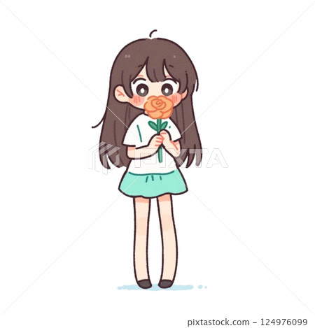 A girl holding a simple carnation, Mother's Day, illustration, icon, material A girl holding a simple carnation, Mother's Day, illustration, icon, material 124976099
