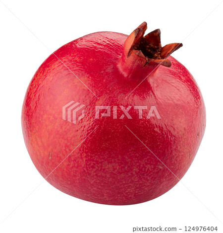 Ripe pomegranate fruit isolated on white background 124976404