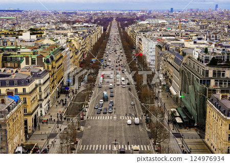 Champs Elysées seen from the Arc de Triomphe 124976934