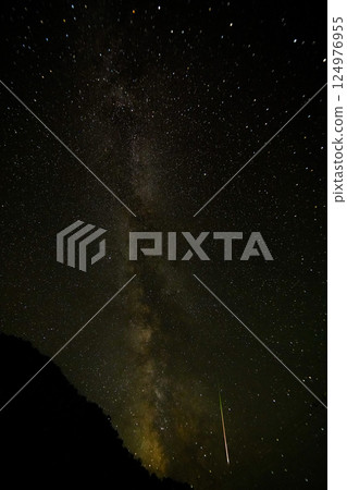 Summer milky way and shooting star Summer milky way and shooting star 124976955