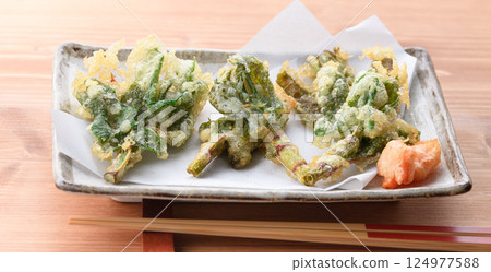 A spring-only luxury: Japanese knotweed tempura (local cuisine) A spring-only luxury: Japanese knotweed tempura (local cuisine) 124977588